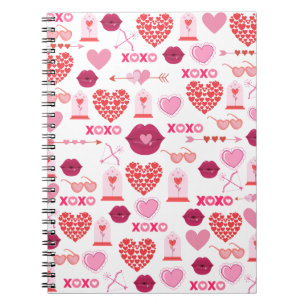 Pattern Valentine`s Day 2023 Background With Heart Notebook
