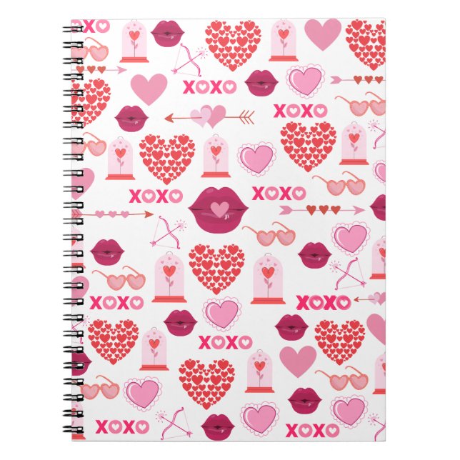 Pattern Valentine`s Day 2023 Background With Heart Notebook (Front)