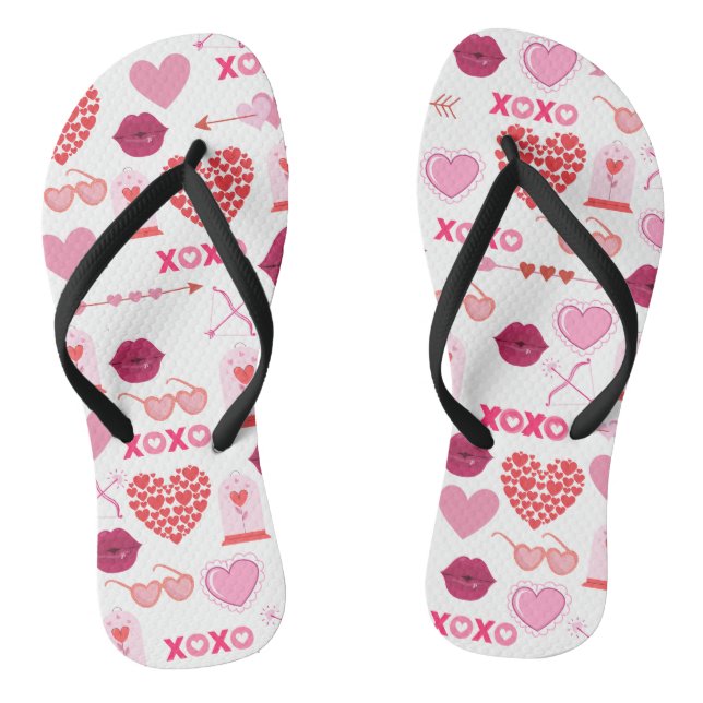 Pattern Valentine`s Day 2024 Background With Heart Thongs (Footbed)