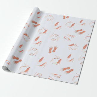 Pattern white bride shoes wrapping paper