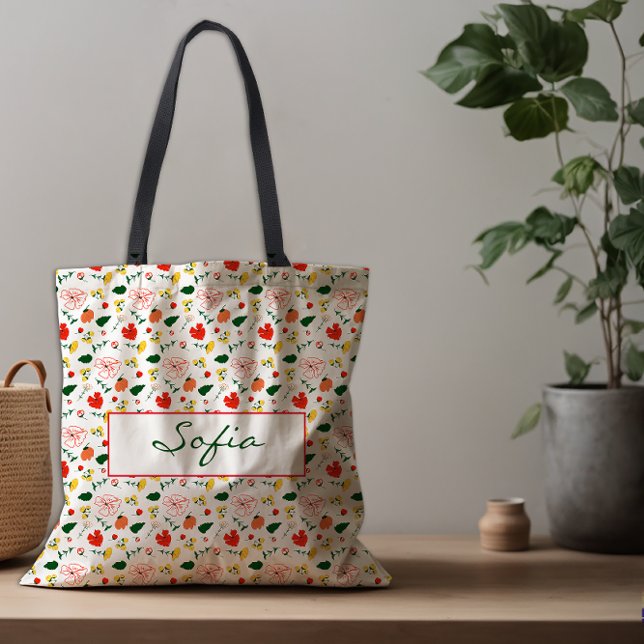 Pattern wildflowers red poppy  tote bag (Creator Uploaded)