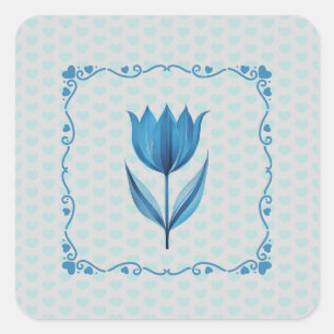 Pattern with a Blue Tulip Sticker