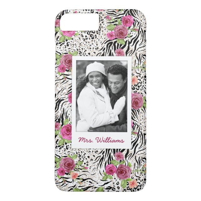 Pattern With Animal Prints | Add Your Photo & Name Case-Mate iPhone Case (Back)