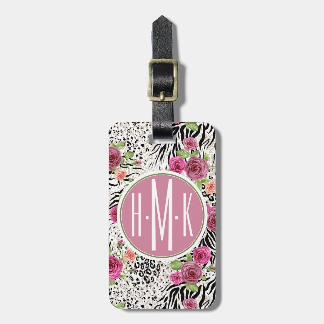 Pattern With Animal Prints | Monogram Luggage Tag (Front Vertical)