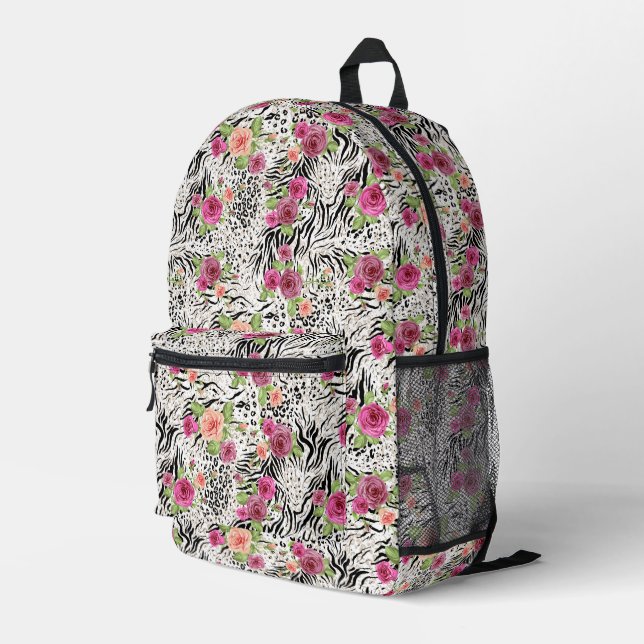 Pattern With Animal Prints Printed Backpack (Back Corner Right)