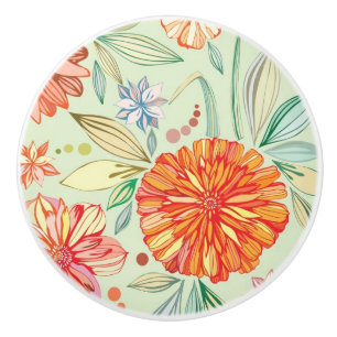 Pattern with asters ceramic knob