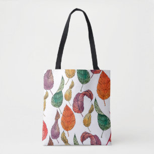 Pattern with autumn leaves on a white background, tote bag