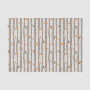 Pattern with autumn trees and birds tissue paper