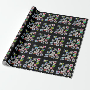 Pattern with birds and flowers throw pillow wrapping paper