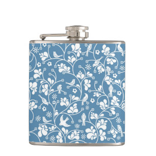 pattern with birds and plants ornament hip flask