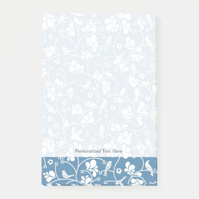 pattern with birds and plants ornament post-it notes (Front)