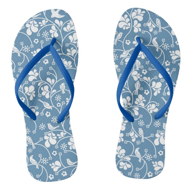 pattern with birds and plants ornament thongs (Footbed)