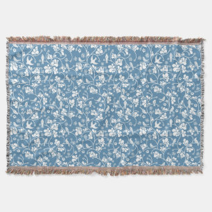 pattern with birds and plants ornament throw blanket