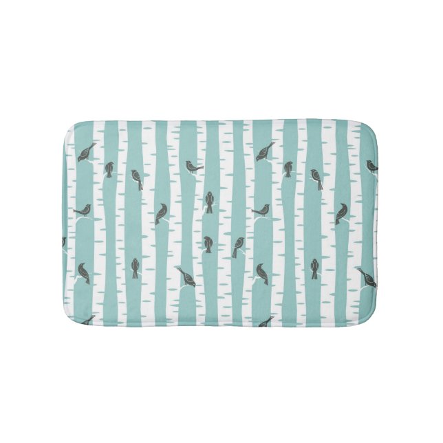 Pattern with birds and trees bath mat (Front)