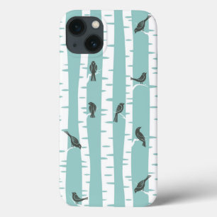 Pattern with birds and trees iPhone 13 case