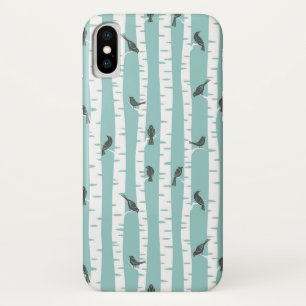 Pattern with birds and trees iPhone x case