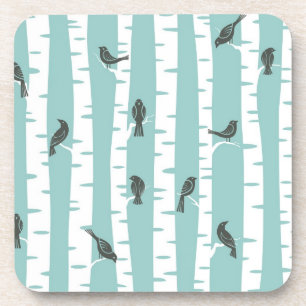 Pattern with birds and trees coaster