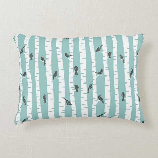 Pattern with birds and trees decorative cushion (Front)