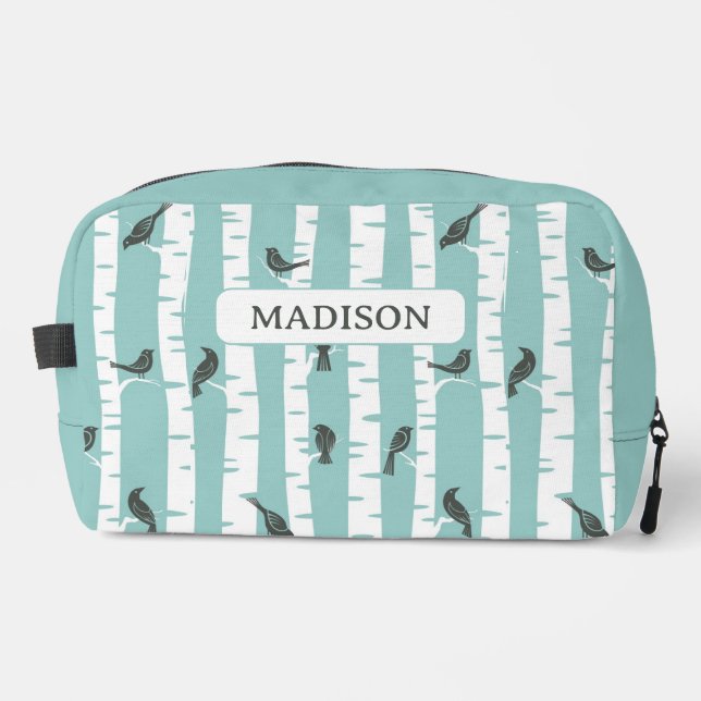 Pattern with birds and trees dopp kit (Front)