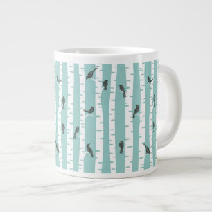 Pattern with birds and trees large coffee mug