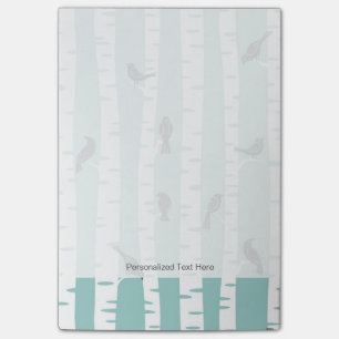 Pattern with birds and trees post-it notes