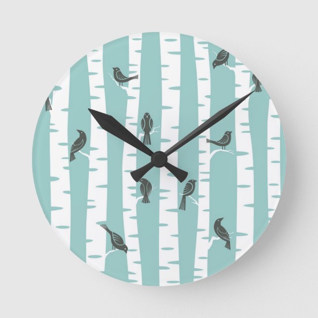Pattern with birds and trees round clock (Front)