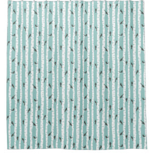 Pattern with birds and trees shower curtain