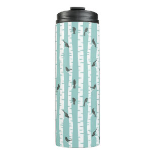Pattern with birds and trees thermal tumbler