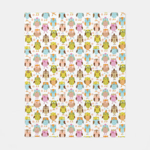 pattern with birds fleece blanket