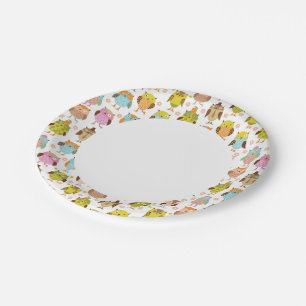 pattern with birds paper plate