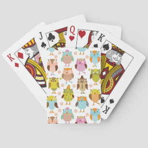 pattern with birds playing cards