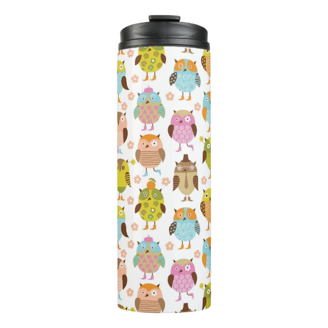 pattern with birds thermal tumbler (Front)