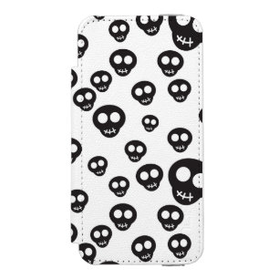 Pattern with black skulls on white incipio watson™ iPhone 5 wallet case