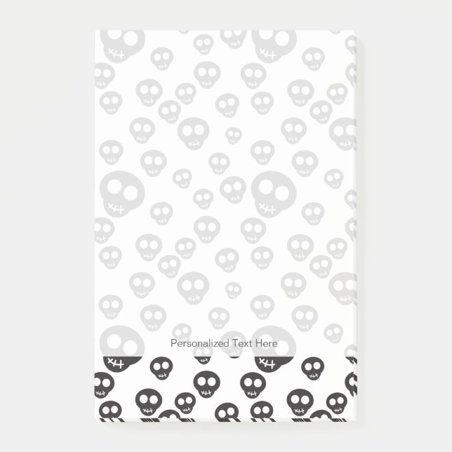 Pattern with black skulls on white post-it notes (Front)