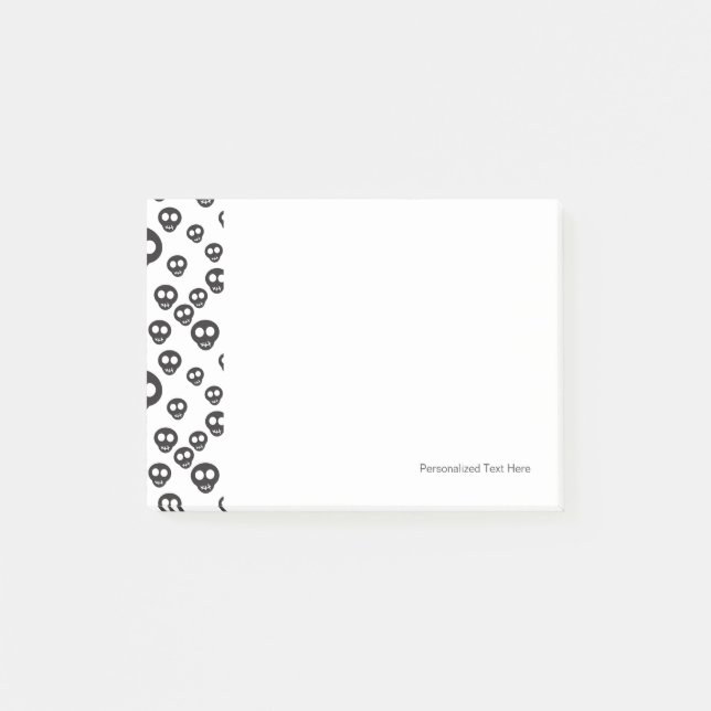 Pattern with black skulls on white post-it notes (Front)