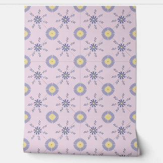 pattern with blue and yellow flowers wallpaper