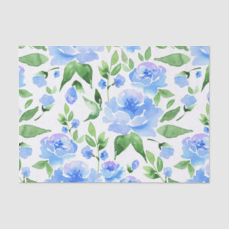 Pattern with blue watercolor flowers tissue paper