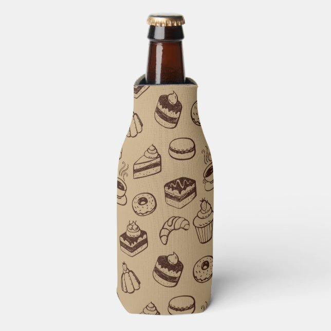 Pattern With Cakes, Desserts And Bakery Bottle Cooler (Bottle Front)