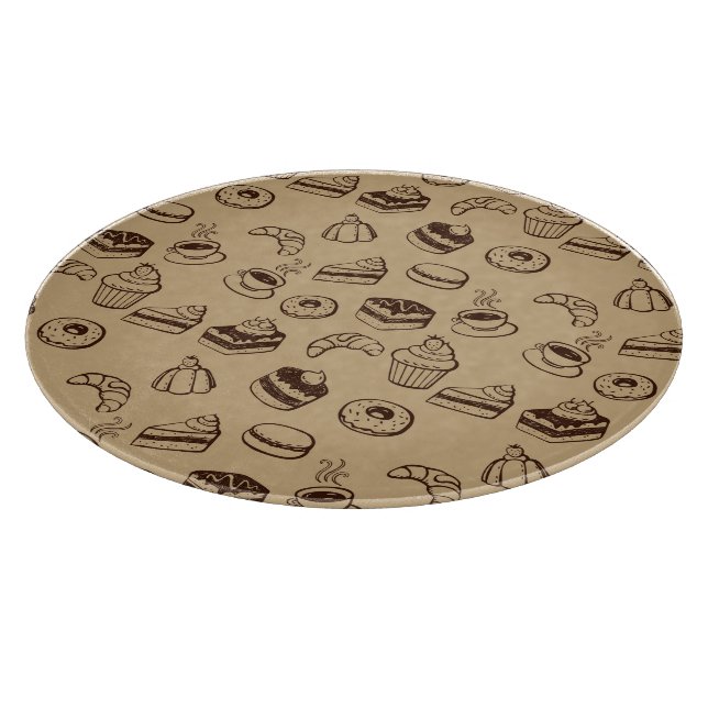 Pattern With Cakes, Desserts And Bakery Cutting Board (Corner)