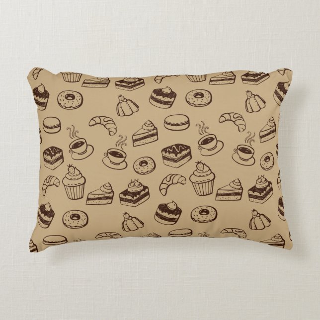 Pattern With Cakes, Desserts And Bakery Decorative Cushion (Front)