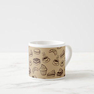 Pattern With Cakes, Desserts And Bakery Espresso Cup