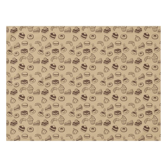 Pattern With Cakes, Desserts And Bakery Tablecloth (Front (Horizontal))