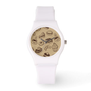 Pattern With Cakes, Desserts And Bakery Watch