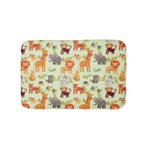 Pattern With Cartoon Animals Bath Mat
