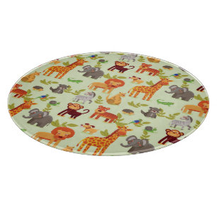 Pattern With Cartoon Animals Cutting Board