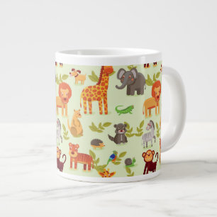 Pattern With Cartoon Animals Large Coffee Mug