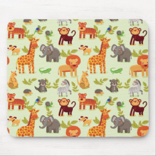 Pattern With Cartoon Animals Mouse Pad