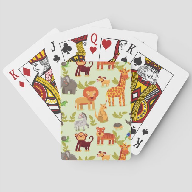 Pattern With Cartoon Animals Playing Cards (Back)