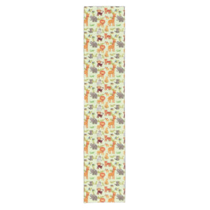 Pattern With Cartoon Animals Short Table Runner