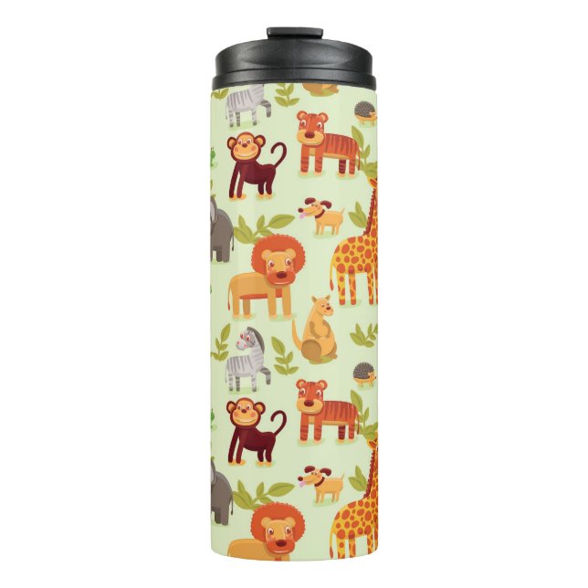 Pattern With Cartoon Animals Thermal Tumbler (Front)